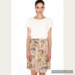 Pepaloves Safari Print Buttoned Knee Length Skirt